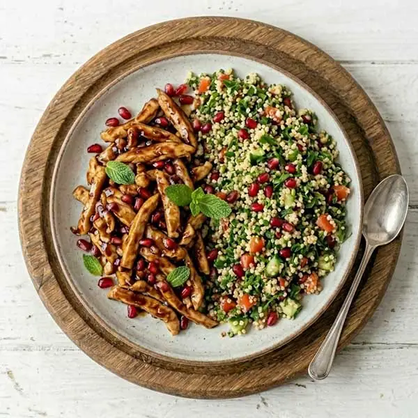 Pomegranate Molasses Chicken With Quinoa Tabbouleh